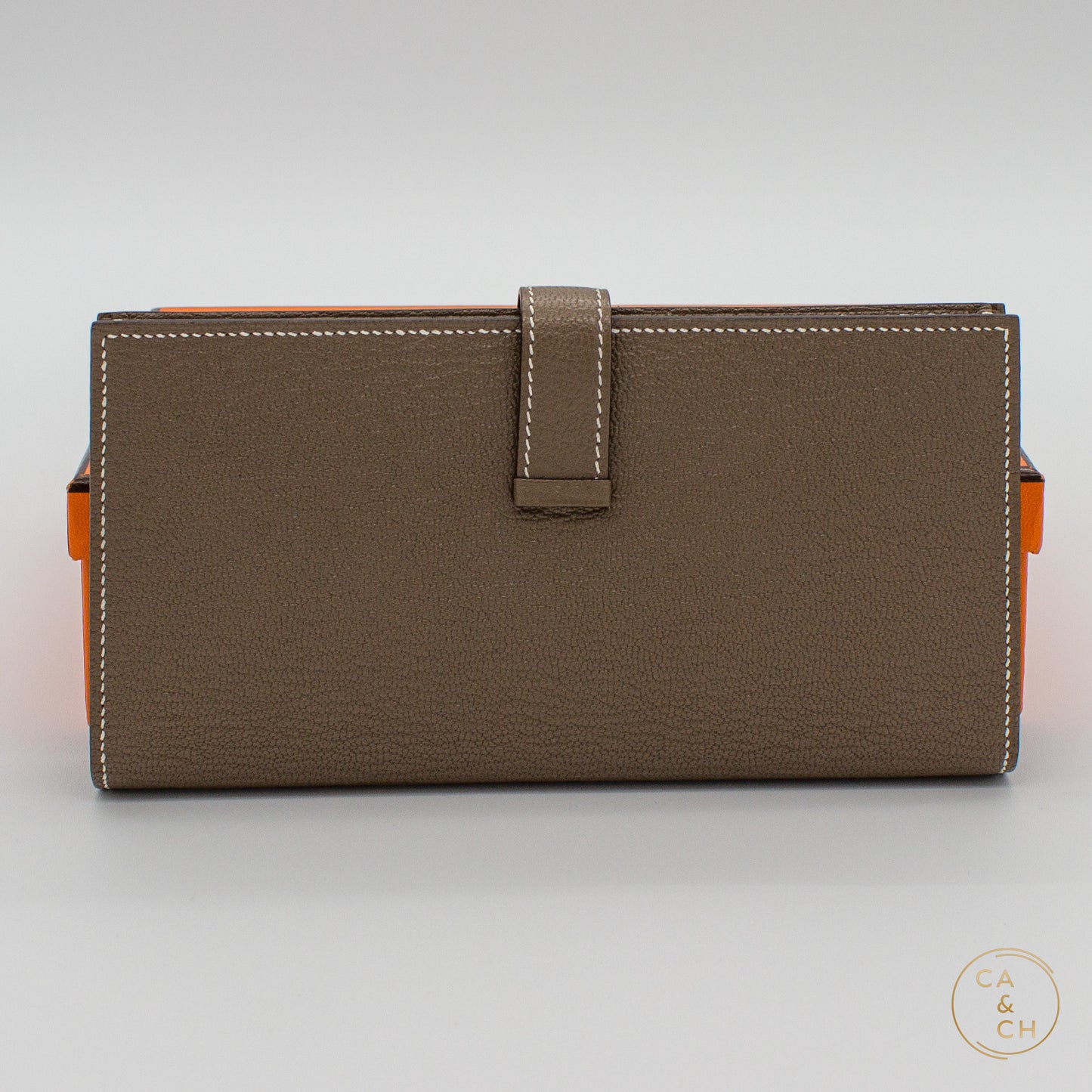 Hermès Béarn Wallet in Etoupe Veau Madame Leather with Palladium Hardware, 2022