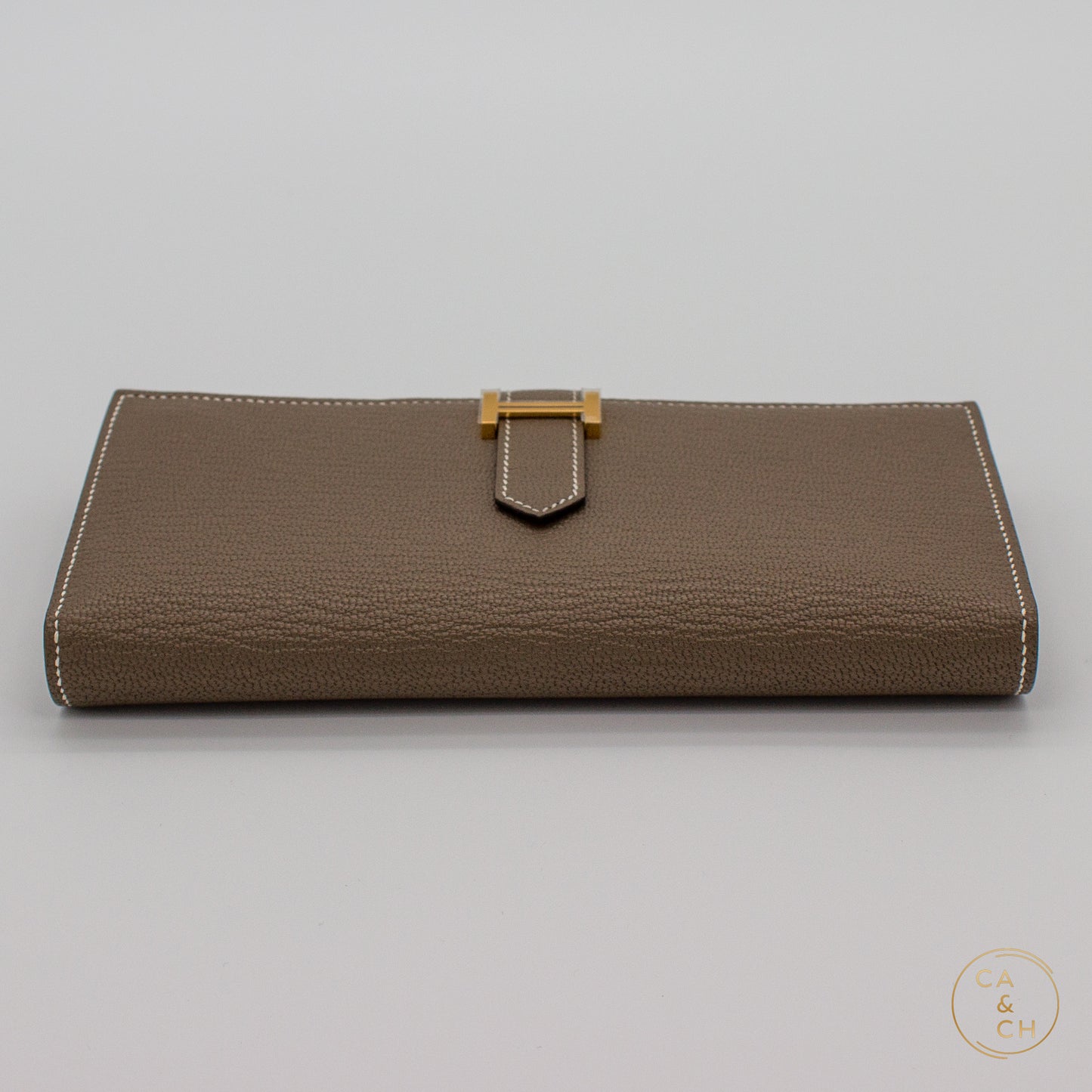 Hermès Béarn Wallet in Etoupe Veau Madame Leather with Palladium Hardware, 2022