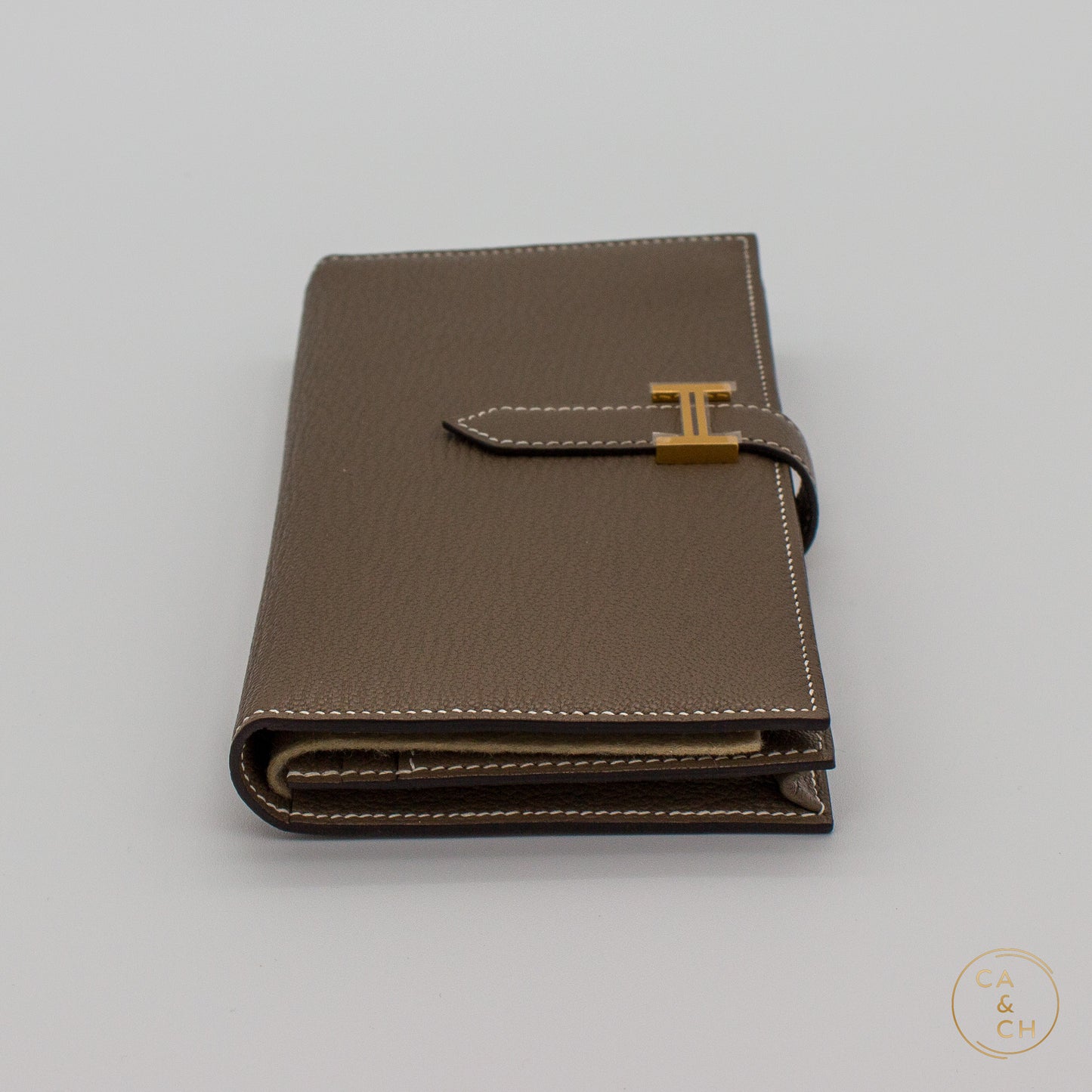 Hermès Béarn Wallet in Etoupe Veau Madame Leather with Palladium Hardware, 2022