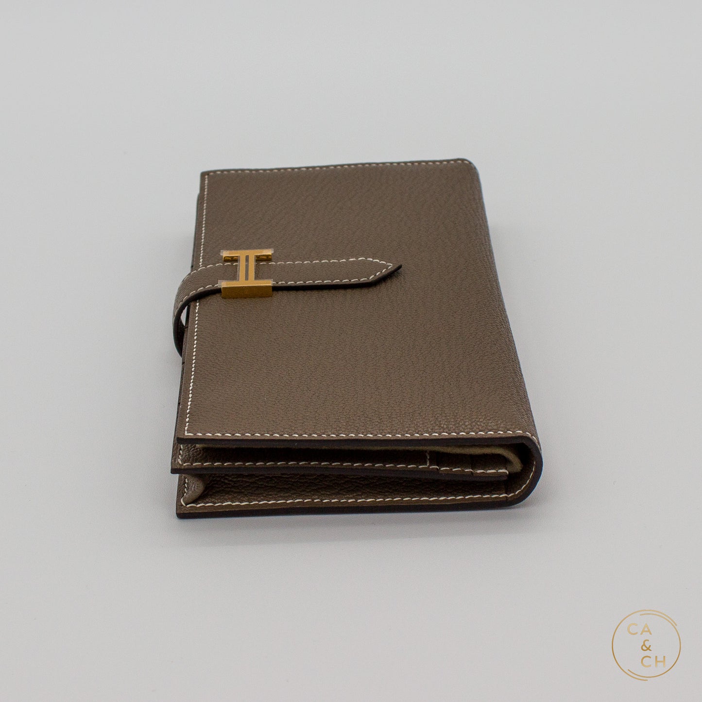 Hermès Béarn Wallet in Etoupe Veau Madame Leather with Palladium Hardware, 2022