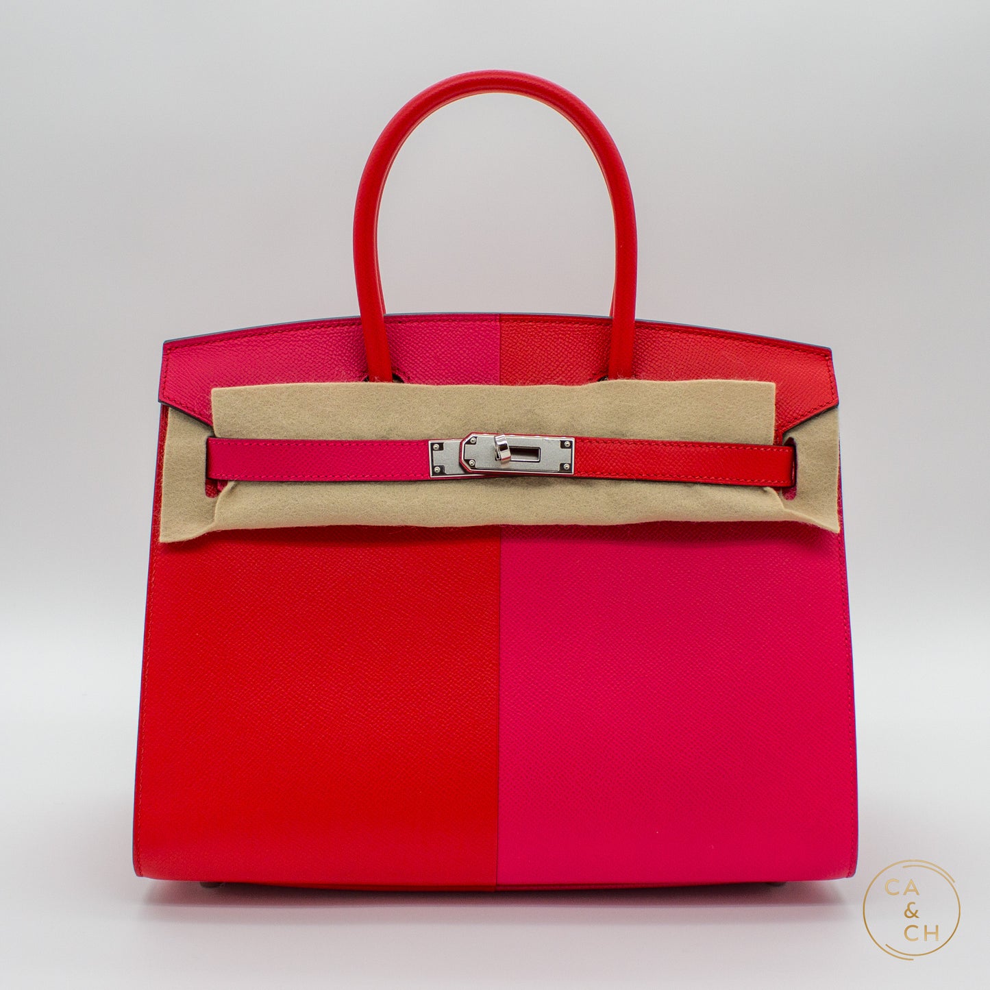 Hermès Birkin 30 Sellier Casaque in Rouge De Coeur and Rose Extreme Epsom Leather with Palladium Hardware, Z-Stamp (2021)