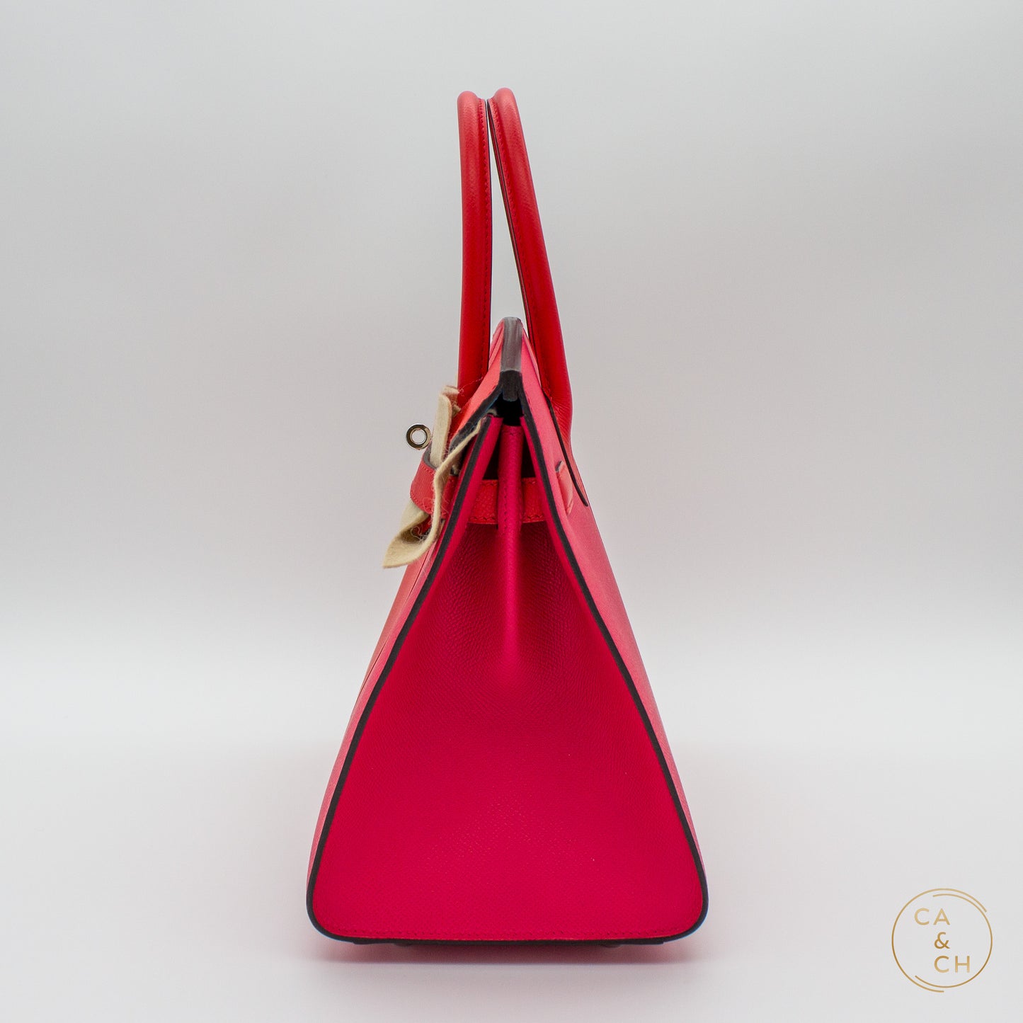 Hermès Birkin 30 Sellier Casaque in Rouge De Coeur and Rose Extreme Epsom Leather with Palladium Hardware, Z-Stamp (2021)