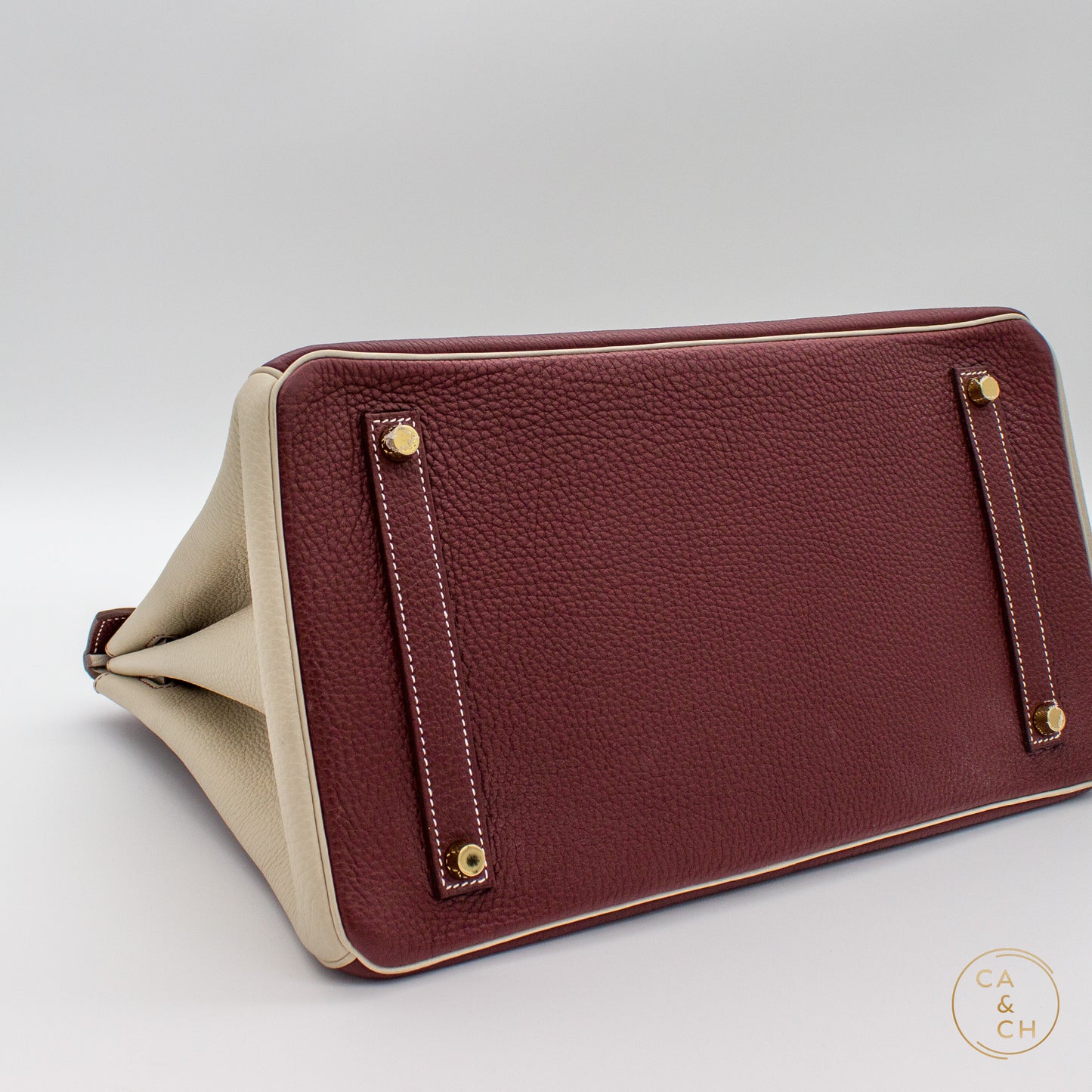 Hermès Birkin 35 Special Order in Rouge H and Béton with Gold Hardware, Z-Stamp