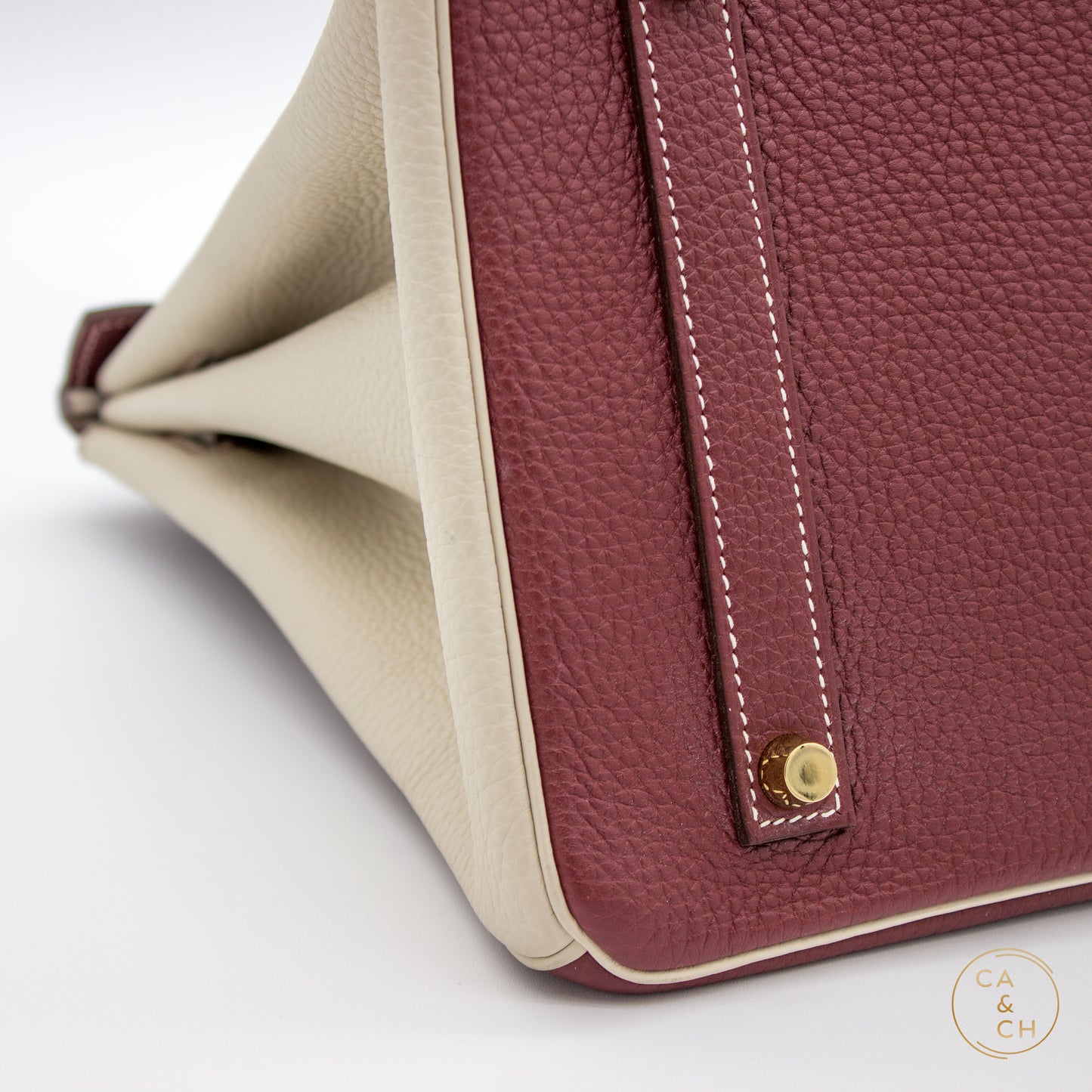 Hermès Birkin 35 Special Order in Rouge H and Béton with Gold Hardware, Z-Stamp