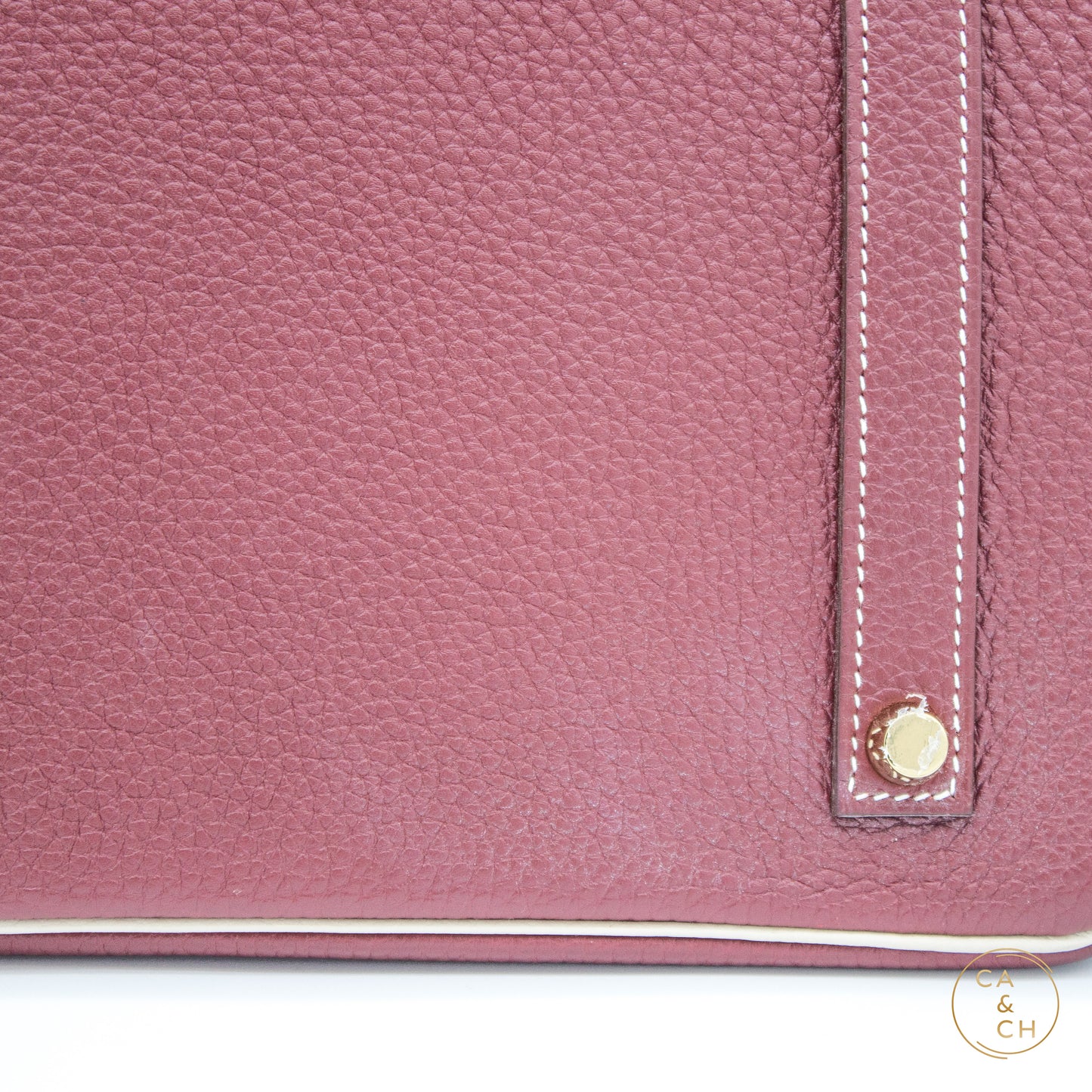 Hermès Birkin 35 Special Order in Rouge H and Béton with Gold Hardware, Z-Stamp