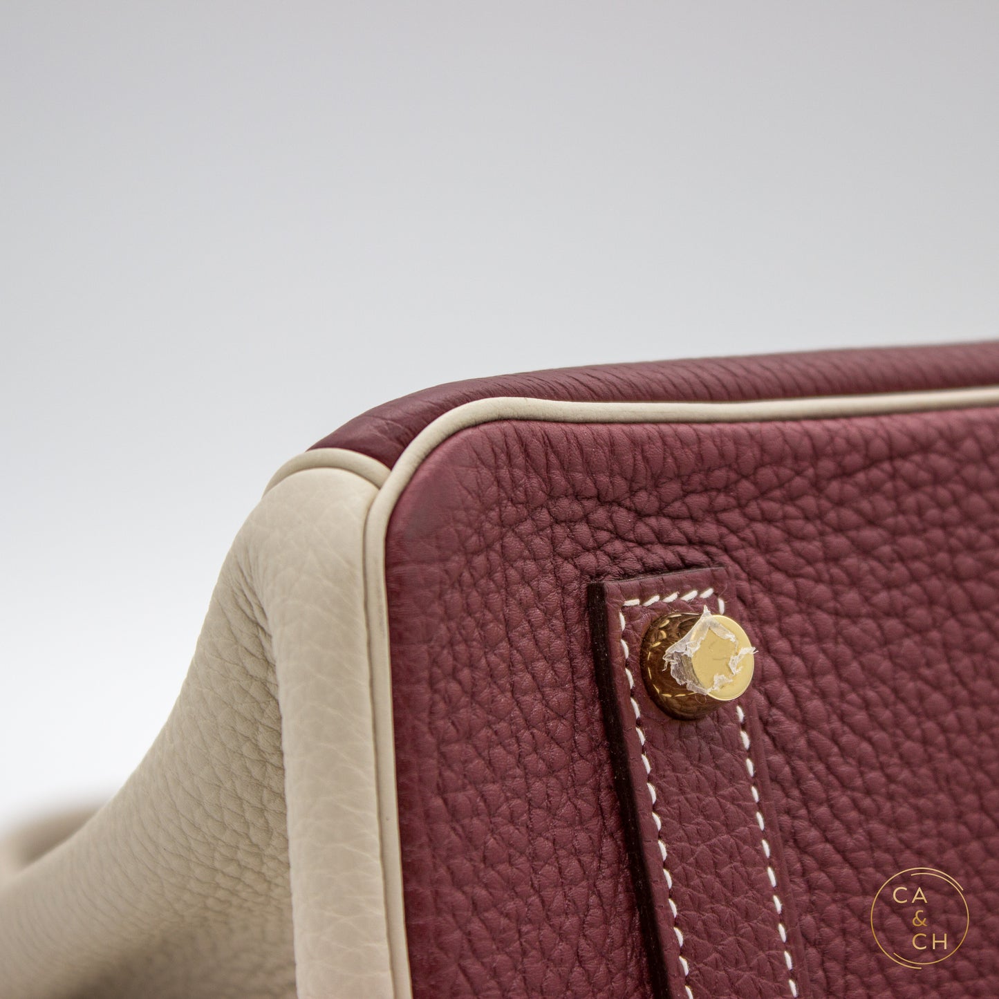 Hermès Birkin 35 Special Order in Rouge H and Béton with Gold Hardware, Z-Stamp