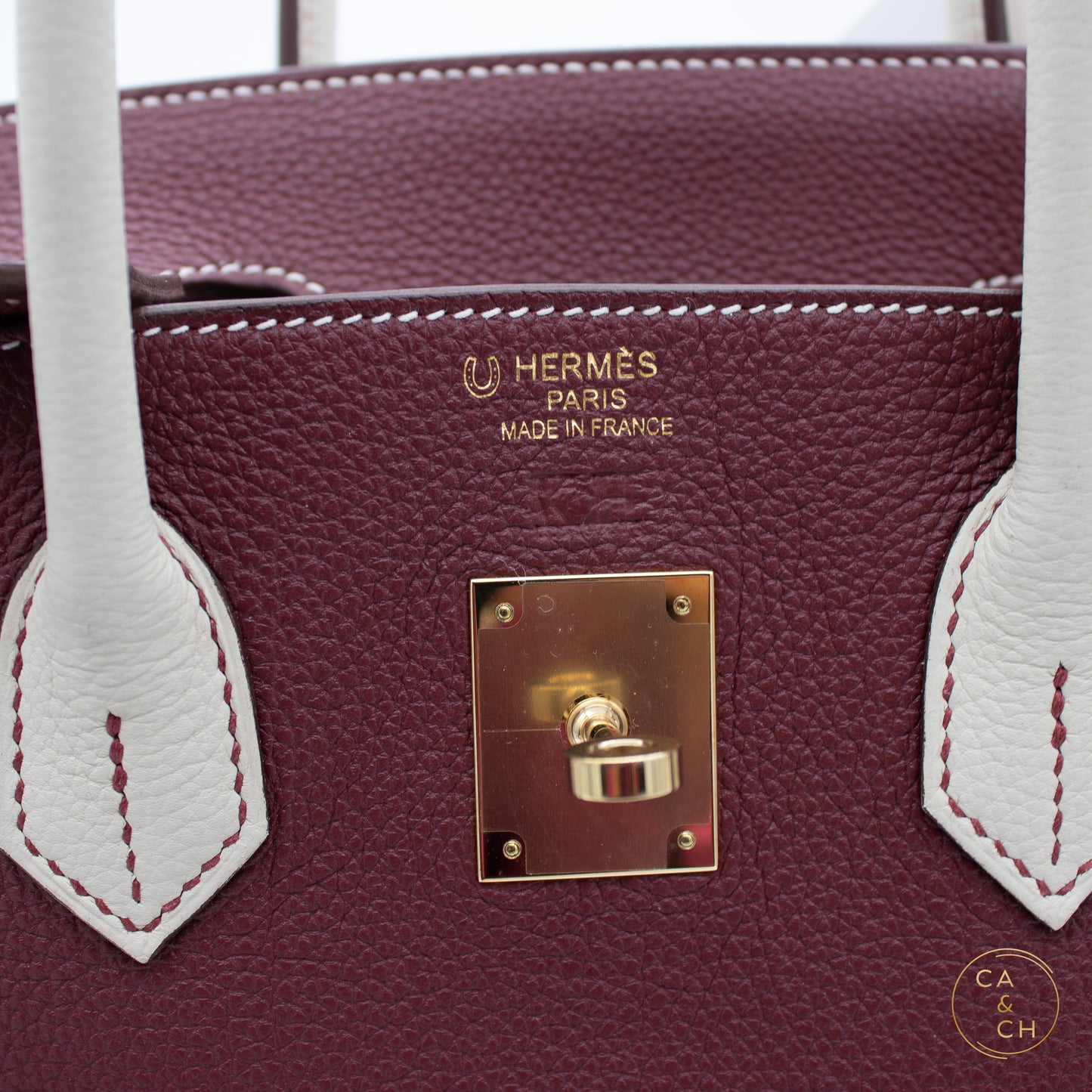 Hermès Birkin 35 Special Order in Rouge H and Béton with Gold Hardware, Z-Stamp