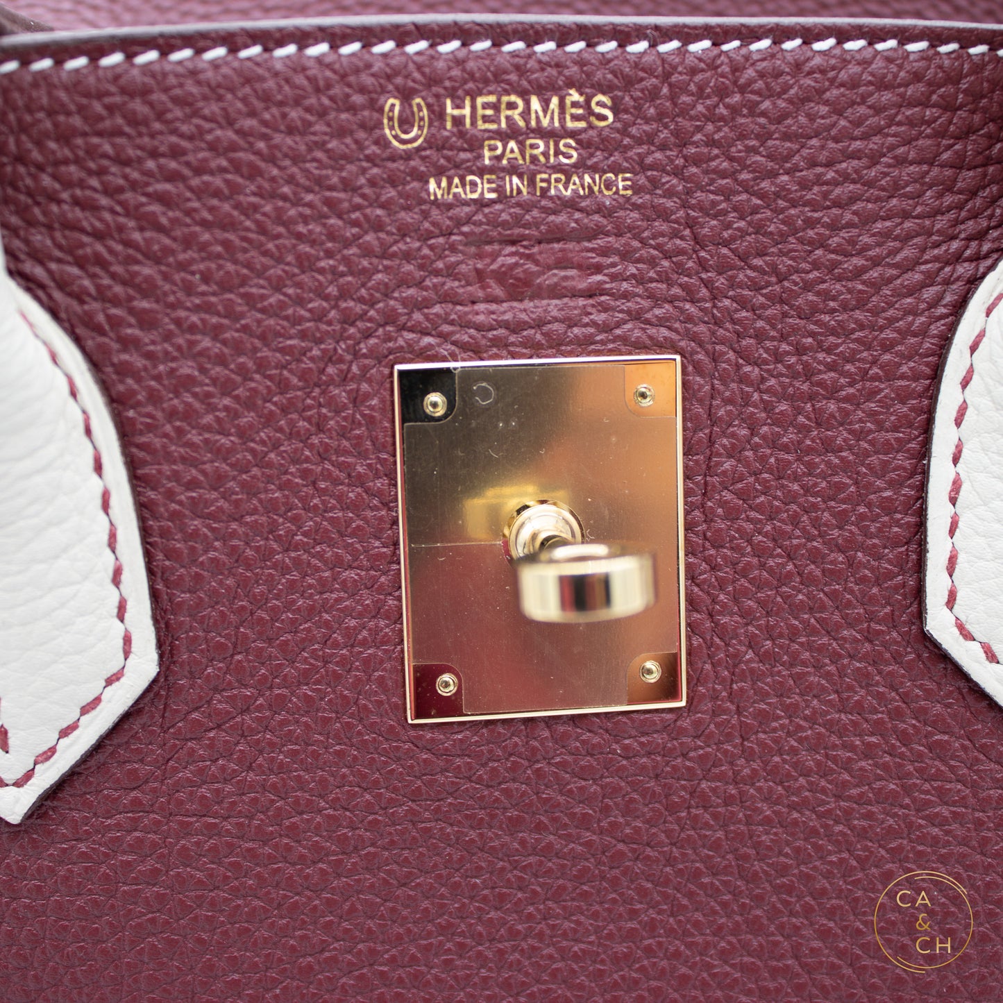 Hermès Birkin 35 Special Order in Rouge H and Béton with Gold Hardware, Z-Stamp