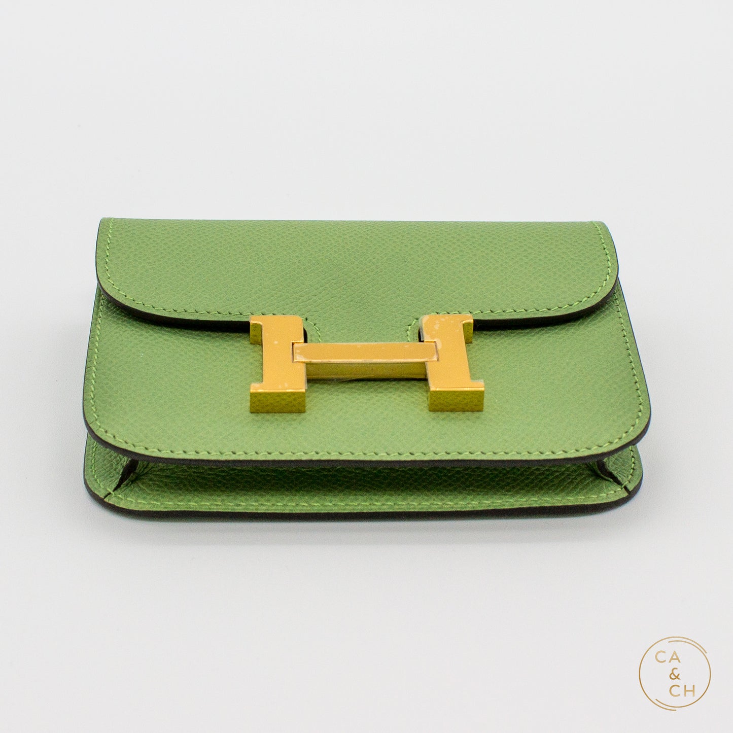 Hermès Constance Slim Wallet in Vert Criquet Epsom Leather with Gold Hardware