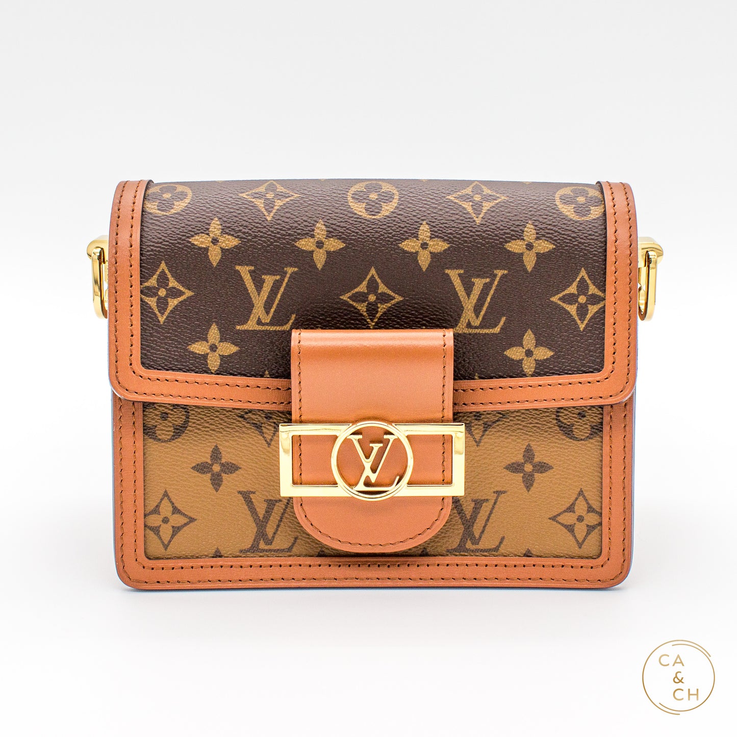Louis Vuitton Mini Dauphine in Monogram and Monogram Reverse Canvas with Gold Hardware