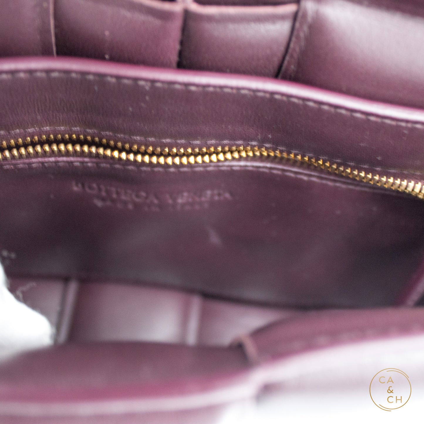 Bottega Veneta Padded Cassette Bag in Plum Lambskin with Antique Gold Hardware Medium