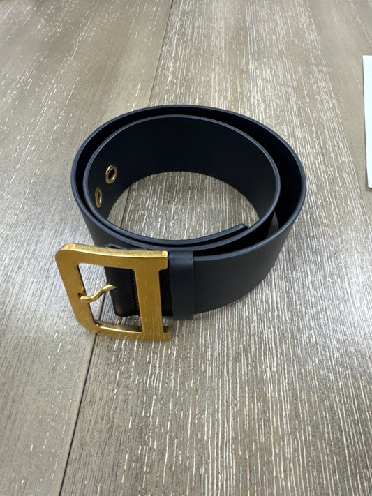 Christian Dior DiorQuake Belt Black Calfskin Antique Gold-Finish Hardware Size 80
