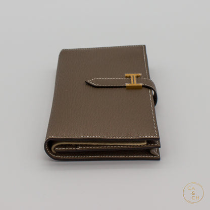 Hermès Béarn Wallet in Etoupe Veau Madame Leather with Palladium Hardware, 2022