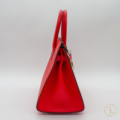 Hermès Birkin 30 Sellier Casaque in Rouge De Coeur and Rose Extreme Epsom Leather with Palladium Hardware, Z-Stamp (2021)