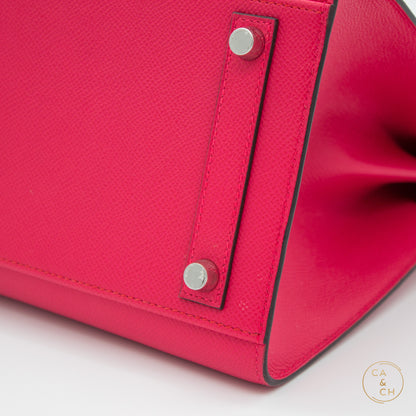 Hermès Birkin 30 Sellier Casaque in Rouge De Coeur and Rose Extreme Epsom Leather with Palladium Hardware, Z-Stamp (2021)