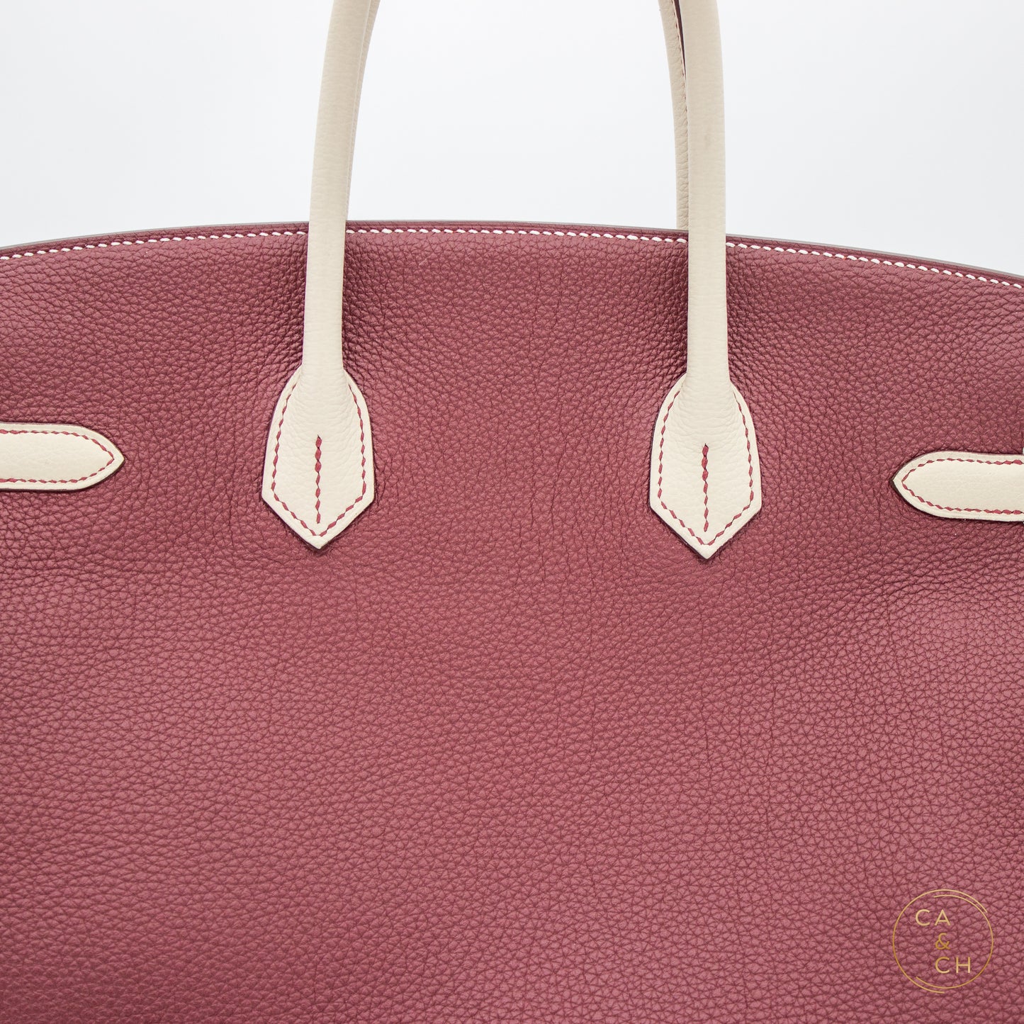 Hermès Birkin 35 Special Order in Rouge H and Béton with Gold Hardware, Z-Stamp