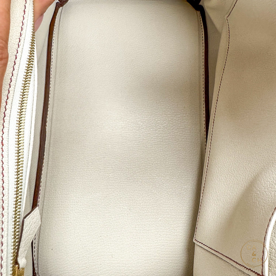 Hermès Birkin 35 Special Order in Rouge H and Béton with Gold Hardware, Z-Stamp