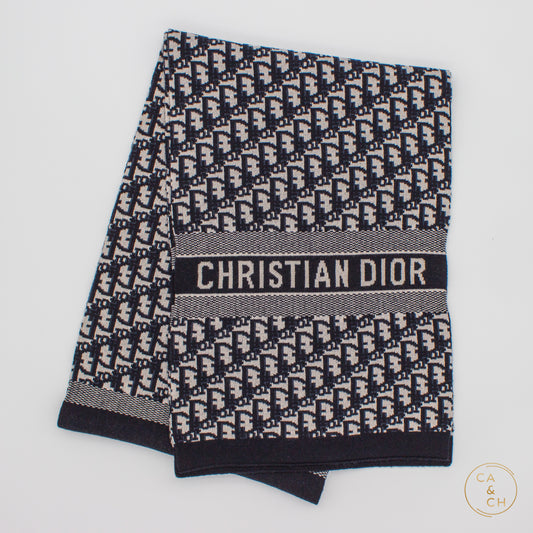 Christian Dior Oblique Motif Scarf Black/White