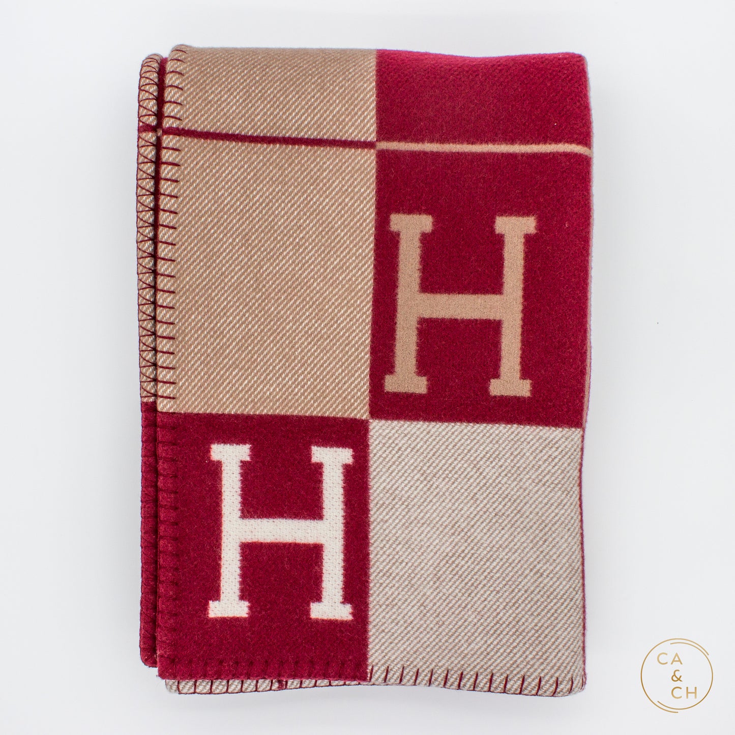 Hermès Avalon III Throw Blanket Écru / Rouge H