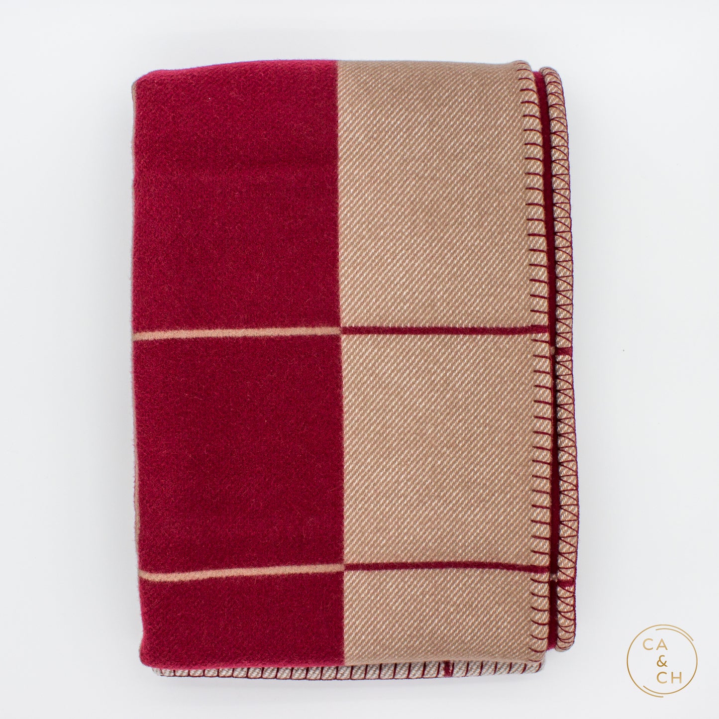 Hermès Avalon III Throw Blanket Écru / Rouge H