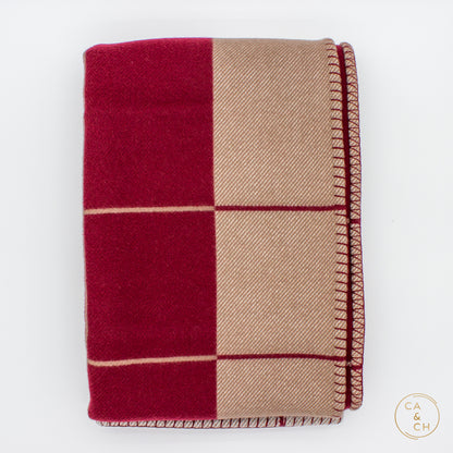 Hermès Avalon III Throw Blanket Écru / Rouge H