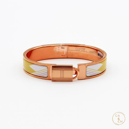 Hermès Clic Cadenas H Vibration Bracelet PM in Pastel Enamel with Rose Gold Plating