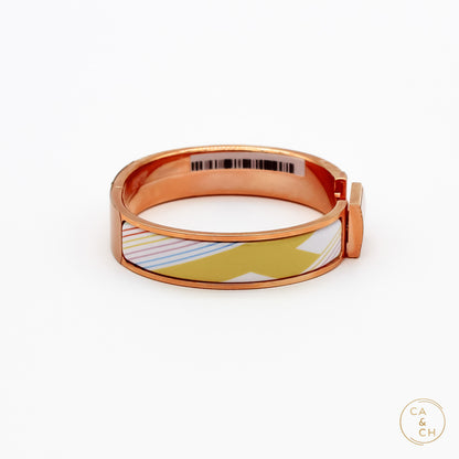 Hermès Clic Cadenas H Vibration Bracelet PM in Pastel Enamel with Rose Gold Plating