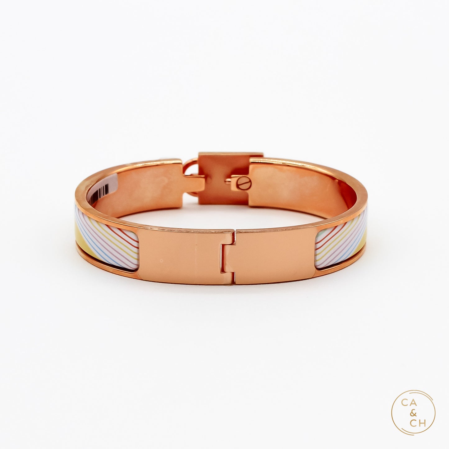 Hermès Clic Cadenas H Vibration Bracelet PM in Pastel Enamel with Rose Gold Plating