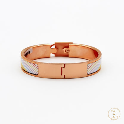 Hermès Clic Cadenas H Vibration Bracelet PM in Pastel Enamel with Rose Gold Plating