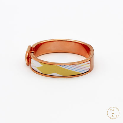 Hermès Clic Cadenas H Vibration Bracelet PM in Pastel Enamel with Rose Gold Plating