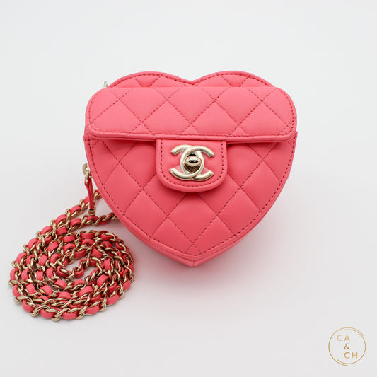Chanel Heartbag Lambskin Pink Small 22S