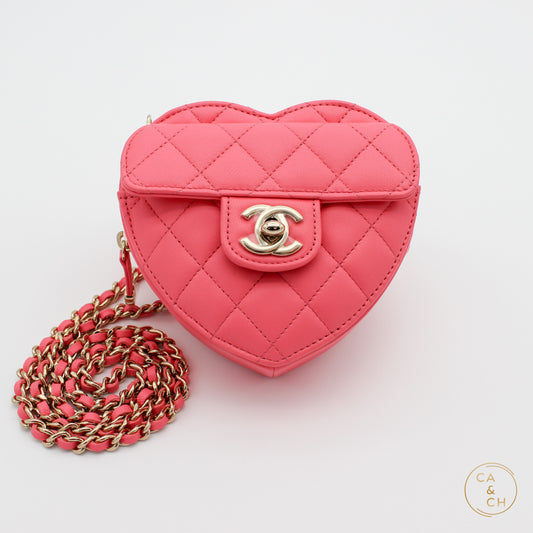 Chanel Heartbag Lambskin Rose Small 22S