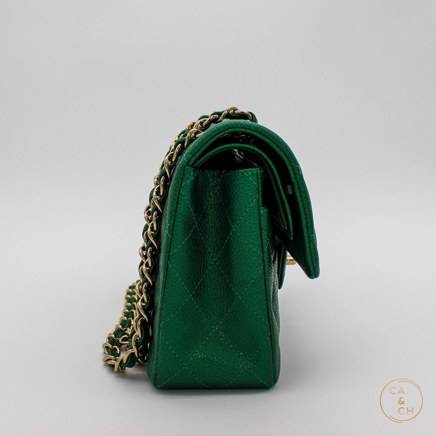 Chanel Classic Flap Caviar Iridescent Emerald Small 18S