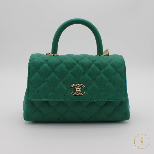 Chanel Coco Handle Small Green 22A with GHW