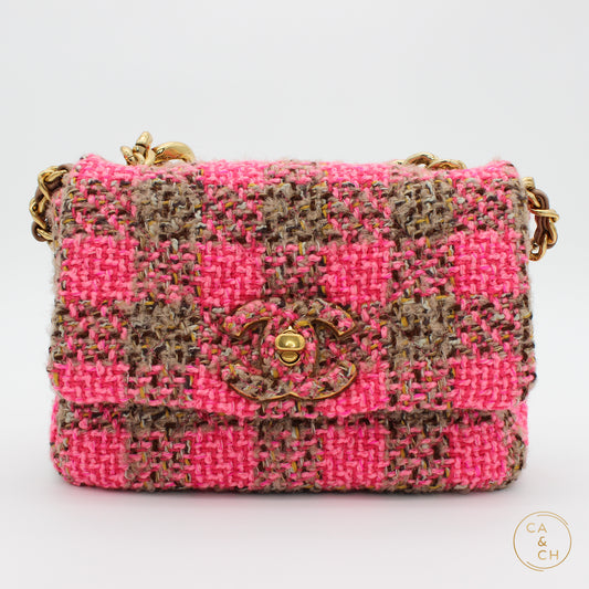 Chanel Flapbag 19 Tweed Pink Brown