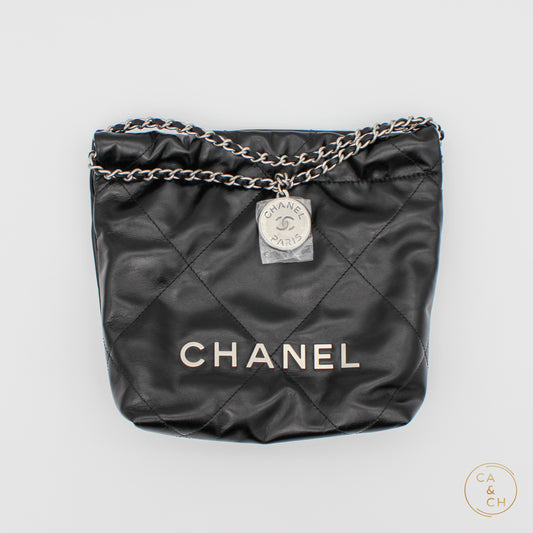 Chanel 22 Mini Bag in Black with Silver Hardware