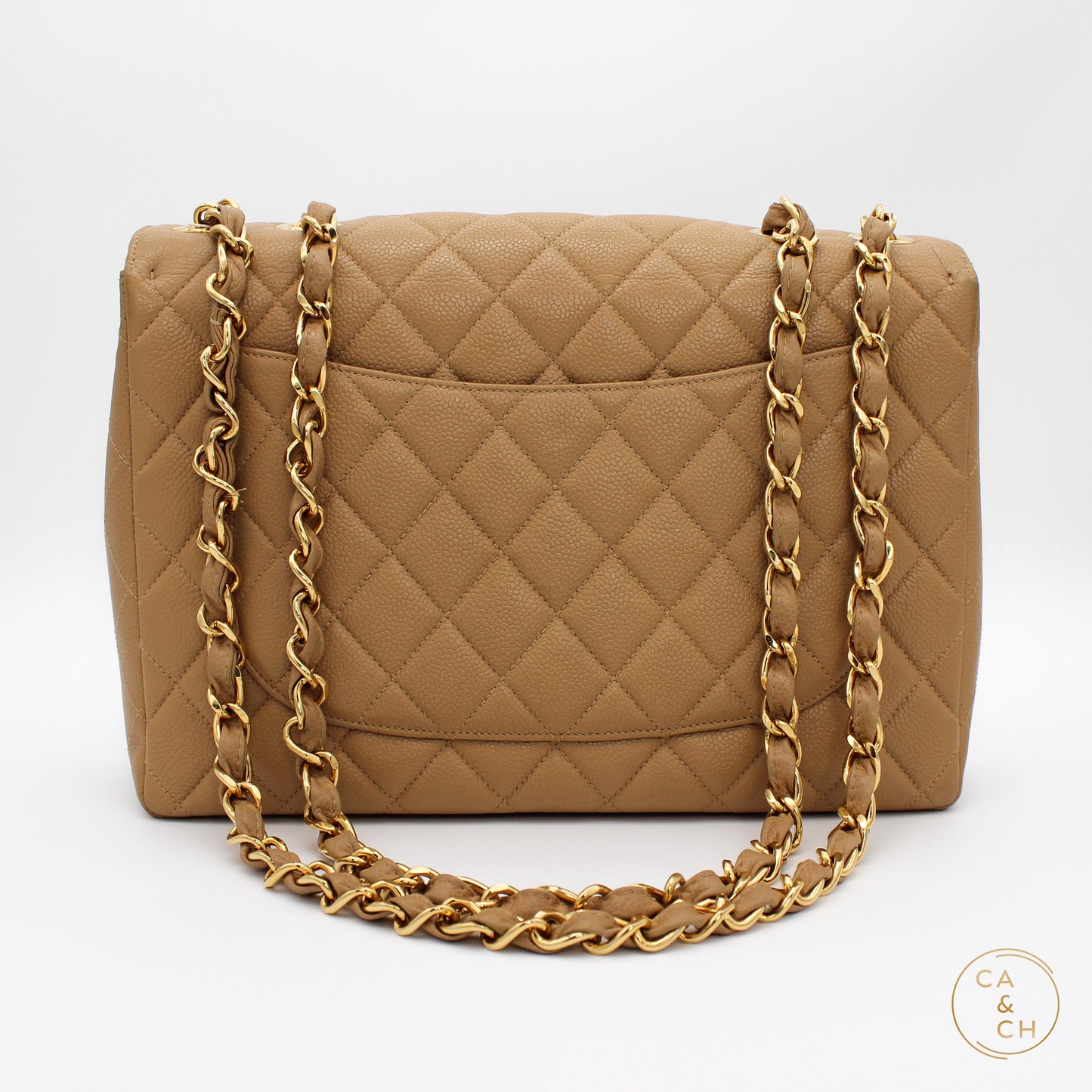 Chanel Vintage Jumbo Dark Beige GHW