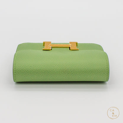 Hermès Constance Slim Wallet in Vert Criquet Epsom Leather with Gold Hardware