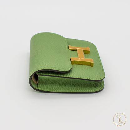 Hermès Constance Slim Wallet in Vert Criquet Epsom Leather with Gold Hardware
