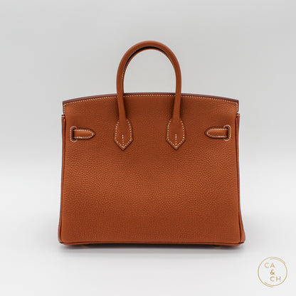 Hermes Birkin 25 Gold with Gold Hardware B-2024 in Togo Leather