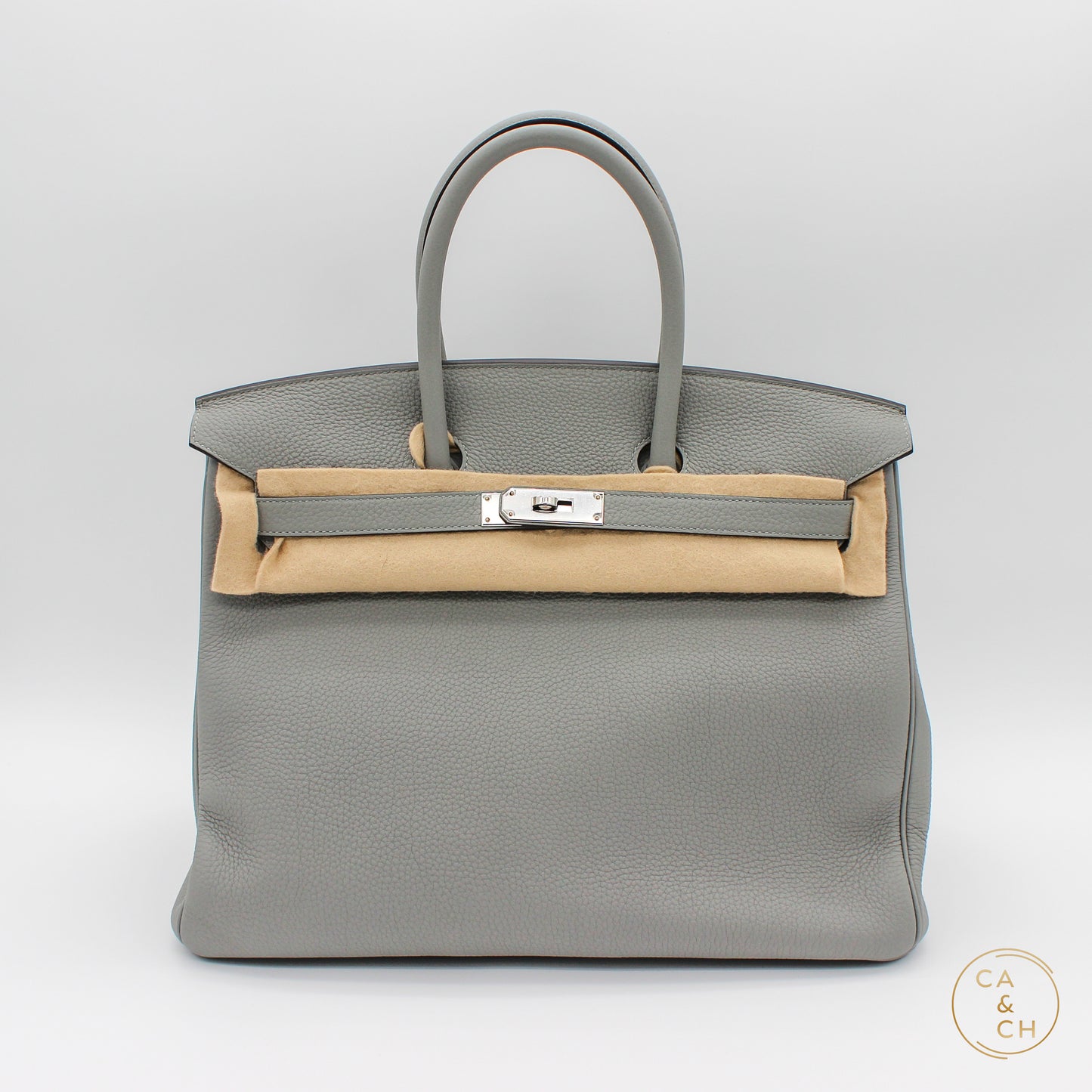 Hermès Birkin 35 in Gris Mouette with Bleu Verso Interior, Retourne