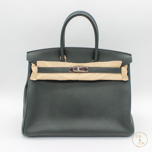 Hermès Birkin 35 in Vert Foncé with Palladium Hardware - A-stamp