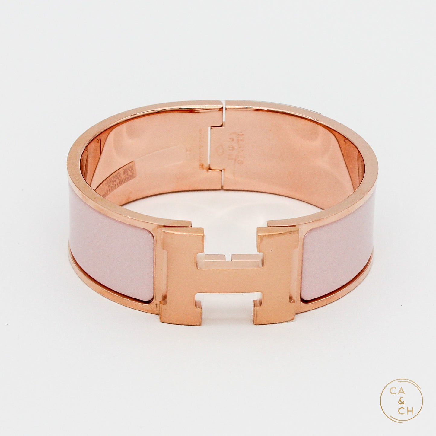 Hermès Clic Clac H Bracelet PM in Rose Candeur Enamel with Rose Gold Plating