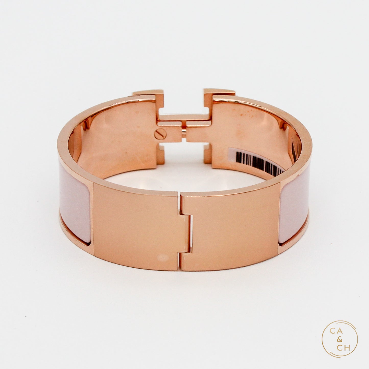 Hermès Clic Clac H Bracelet PM in Rose Candeur Enamel with Rose Gold Plating