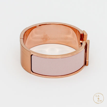 Hermès Clic Clac H Bracelet PM in Rose Candeur Enamel with Rose Gold Plating