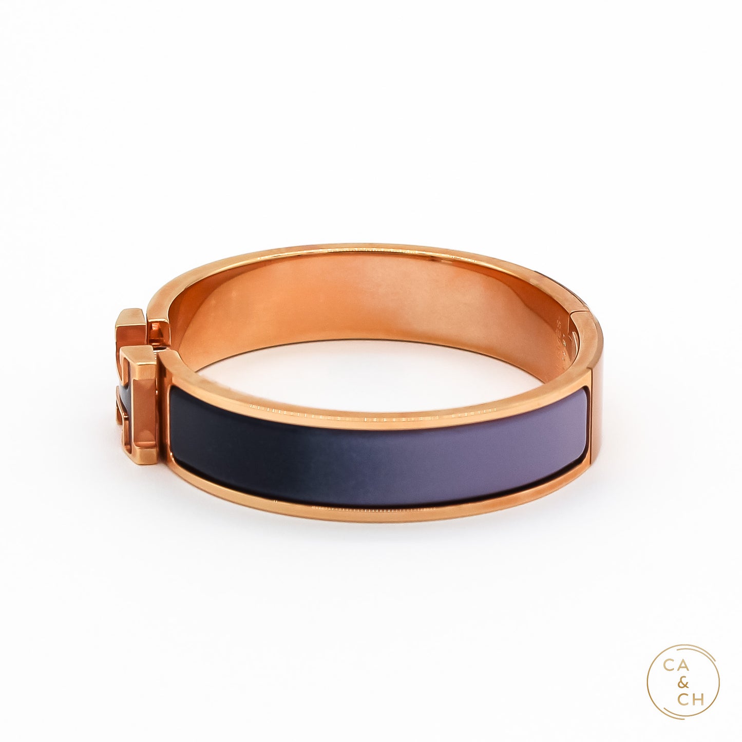 Hermès Clic H Fusion Bracelet PM in Lilas Ultramarine Enamel with Rose Gold Plating