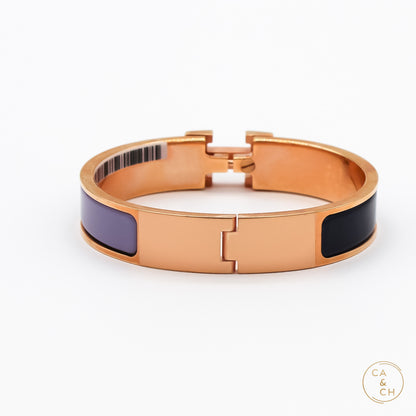 Hermès Clic H Fusion Bracelet PM in Lilas Ultramarine Enamel with Rose Gold Plating