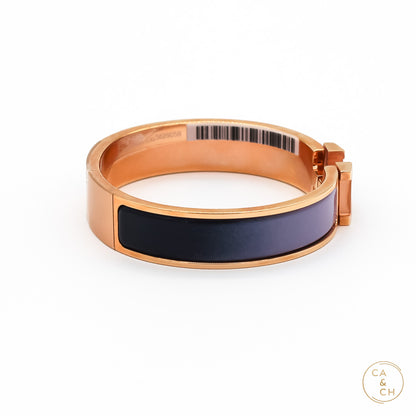 Hermès Clic H Fusion Bracelet PM in Lilas Ultramarine Enamel with Rose Gold Plating