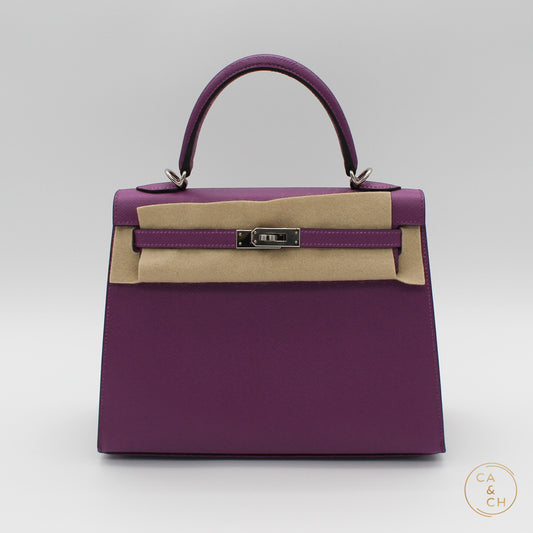 Hermès Kelly 25 Sellier in Anemone Epsom Leather with Palladium Hardware - D-stamp