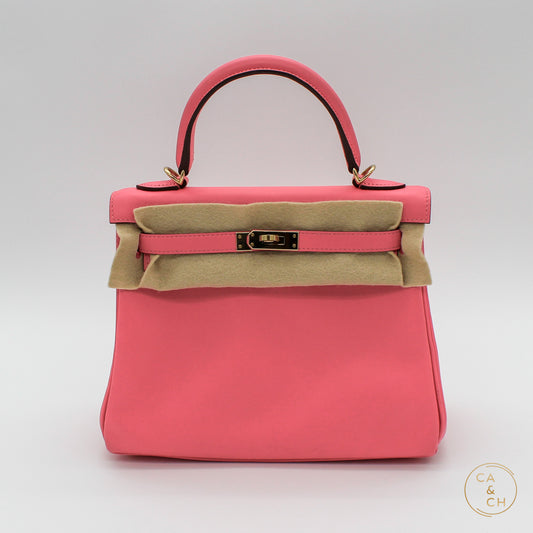 Hermes Kelly 25 SO Rose Azalee Permabrass Hardware Z-stamp 2021